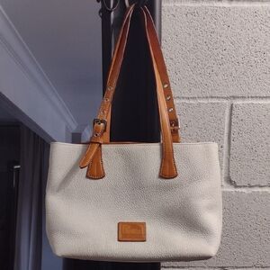 Dooney & Bourke White and Tan Genuine Leather Tote Bag
